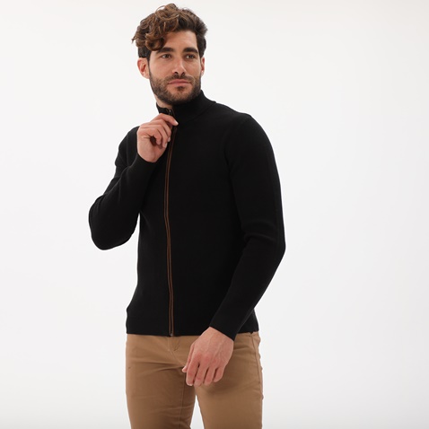 MARTIN & CO-Ανδρική πλεκτή ζακέτα MARTIN & CO 223-71-0006 μαύρη