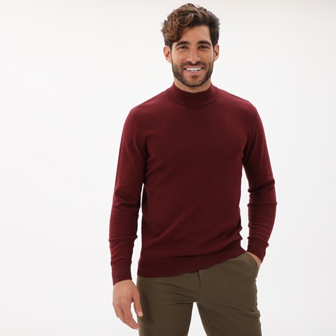 MARTIN & CO-Ανδρική πλεκτή μπλούζα MARTIN & CO 223-73-0087 μπορντο