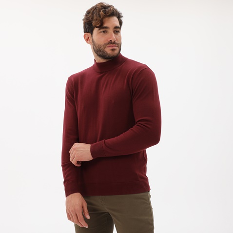 MARTIN & CO-Ανδρική πλεκτή μπλούζα MARTIN & CO 223-73-0087 μπορντο