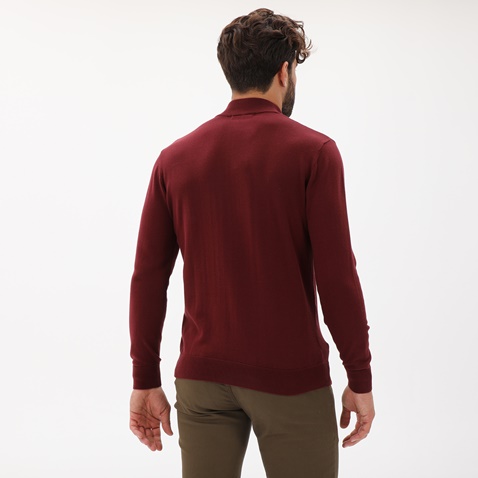 MARTIN & CO-Ανδρική πλεκτή μπλούζα MARTIN & CO 223-73-0087 μπορντο