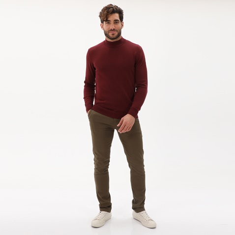 MARTIN & CO-Ανδρική πλεκτή μπλούζα MARTIN & CO 223-73-0087 μπορντο