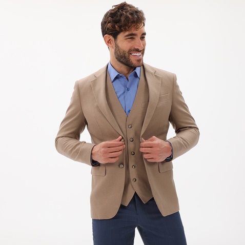 MARTIN & CO-Ανδρικό σακάκι κοστουμιού MARTIN & CO 223-21-6436 SLIM BLAZER καφέ καμηλό