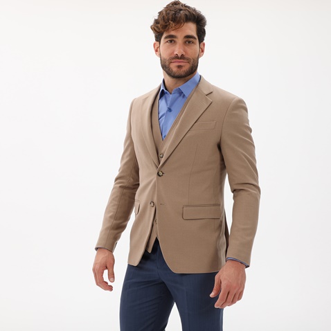 MARTIN & CO-Ανδρικό σακάκι κοστουμιού MARTIN & CO 223-21-6436 SLIM BLAZER καφέ καμηλό