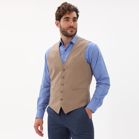 MARTIN & CO-Ανδρικό γιλέκο κοστουμιού MARTIN & CO 223-41-6436 SLIM καφέ