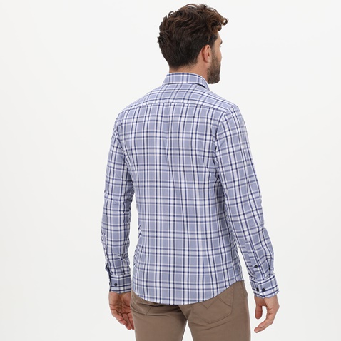 MARTIN & CO-Ανδρικό πουκάμισο MARTIN & CO 223-51-1680 SLIM FIT λευκό μπλε