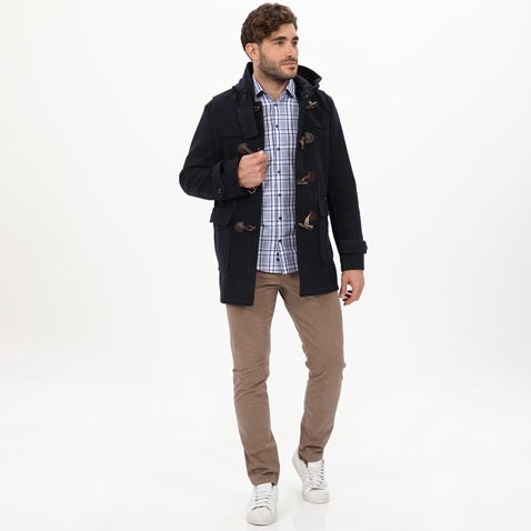 MARTIN & CO-Ανδρικό πουκάμισο MARTIN & CO 223-51-1680 SLIM FIT λευκό μπλε