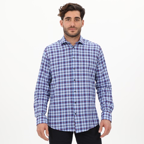 MARTIN & CO-Ανδρικό πουκάμισο MARTIN & CO  223-52-1660 COMFORT FIT λευκό μπλε κόκκινο