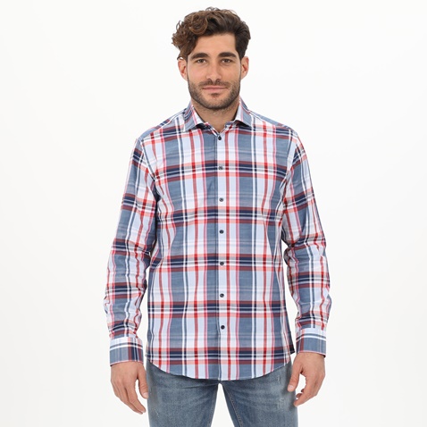 MARTIN & CO-Ανδρικό πουκάμισο MARTIN & CO  223-52-1670 COMFORT FIT λευκό μπλε