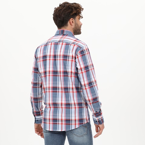 MARTIN & CO-Ανδρικό πουκάμισο MARTIN & CO  223-52-1670 COMFORT FIT λευκό μπλε