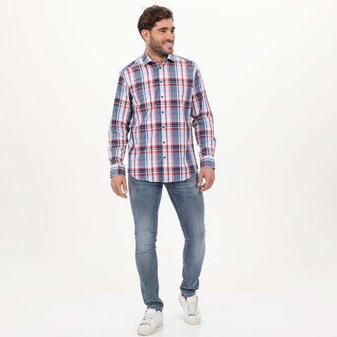 MARTIN & CO-Ανδρικό πουκάμισο MARTIN & CO  223-52-1670 COMFORT FIT λευκό μπλε