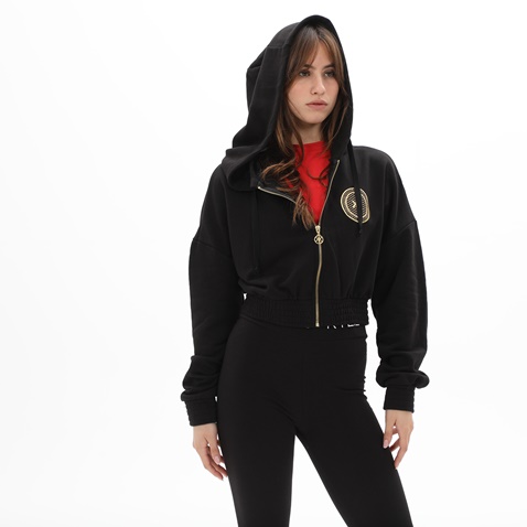 KENDALL+KYLIE-Γυναικεία cropped φούτερ ζακέτα KENDALL+KYLIE KKW.2W1.016.005 ART PATCH μαύρη