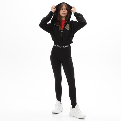 KENDALL+KYLIE-Γυναικεία cropped φούτερ ζακέτα KENDALL+KYLIE KKW.2W1.016.005 ART PATCH μαύρη