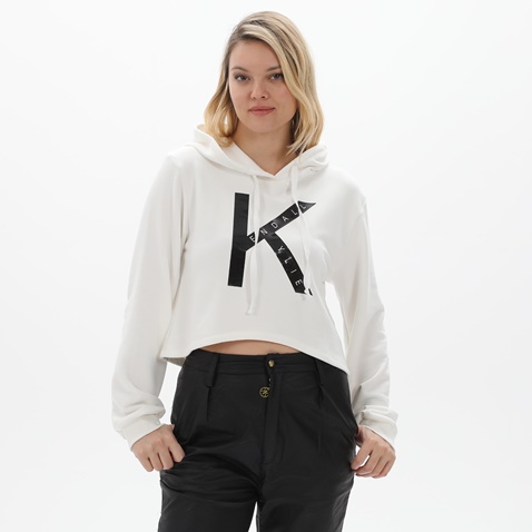 KENDALL+KYLIE-Γυναικεία cropped φούτερ μπλούζα KENDALL+KYLIE KKW.2W1.016.013 λευκή