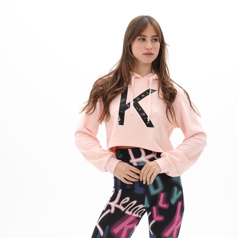 KENDALL+KYLIE-Γυναικεία cropped φούτερ μπλούζα KENDALL+KYLIE KKW.2W1.016.013 ροζ