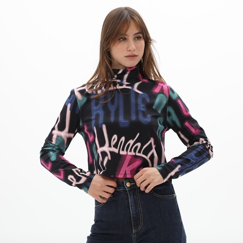 KENDALL+KYLIE-Γυναικεία μπλούζα ζιβάγκο KENDALL+KYLIE KKW.2W1.016.042 PSYCHO PRINT πολύχρωμη