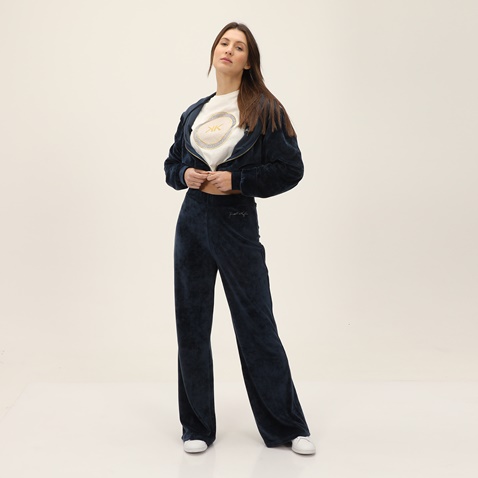 KENDALL+KYLIE-Γυναικεία βελουτέ cropped ζακέτα KENDALL+KYLIE KKW.2W1.016.051 μπλε