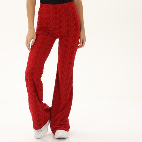 KENDALL+KYLIE-Γυναικείο παντελόνι flare KENDALL+KYLIE KKW.2W1.017.018 VELOUR COMBO κόκκινο