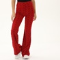 KENDALL+KYLIE-Γυναικείο παντελόνι flare KENDALL+KYLIE KKW.2W1.017.018 VELOUR COMBO κόκκινο
