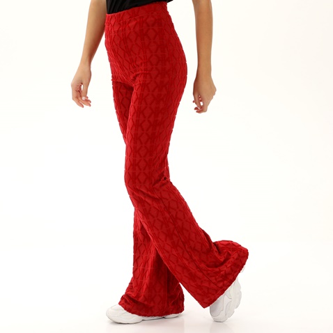 KENDALL+KYLIE-Γυναικείο παντελόνι flare KENDALL+KYLIE KKW.2W1.017.018 VELOUR COMBO κόκκινο