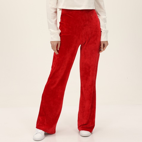 KENDALL+KYLIE-Γυναικείο βελουτέ παντελόνι φόρμας KENDALL+KYLIE KKW.2W1.017.020 κόκκινο