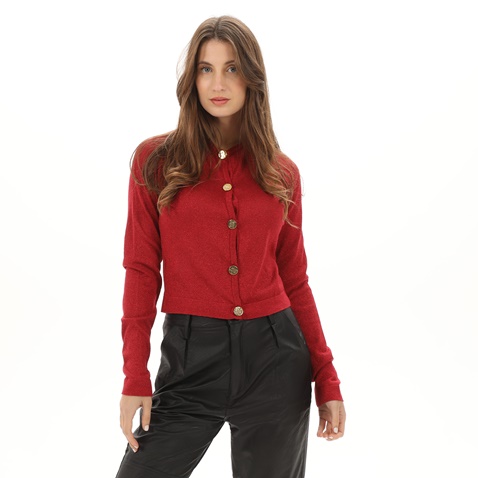 KENDALL+KYLIE-Γυναικεία κοντή πλεκτή ζακέτα KENDALL+KYLIE KKW.2W1.043.003 κόκκινη