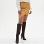 KENDALL+KYLIE-Γυναικεία mini φούστα KENDALL+KYLIE KKW.2W1.050.006 SUEDE UNEVEN καφέ κίτρινη