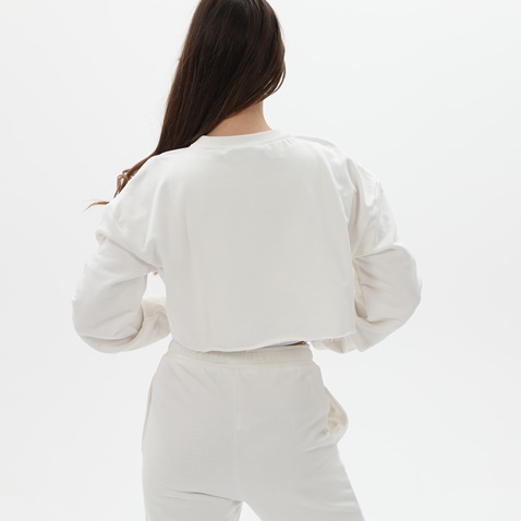KENDALL+KYLIE-Γυναικεία διπλή cropped φούτερ μπλούζα KENDALL+KYLIE KKW.2W0.016.003 λευκή