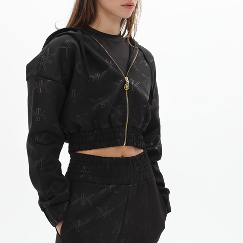 KENDALL+KYLIE-Γυναικεία cropped φούτερ ζακέτα KENDALL+KYLIE KKW.2W0.016.004 EMBOSSED LOGO μαύρη
