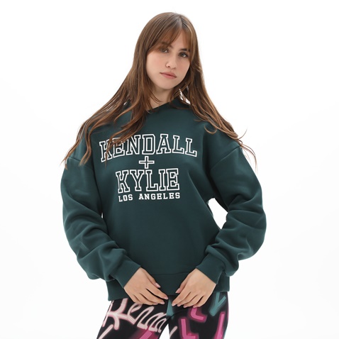 KENDALL+KYLIE-Γυναικεία φούτερ μπλούζα KENDALL+KYLIE KKW.2W0.016.009 PUFF LOGO OVERSIZED πράσινη
