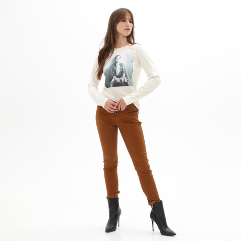 STAFF JEANS-Γυναικείο jean παντελόνι STAFF JEANS 5-970.488.9.042 SANDRA καφέ