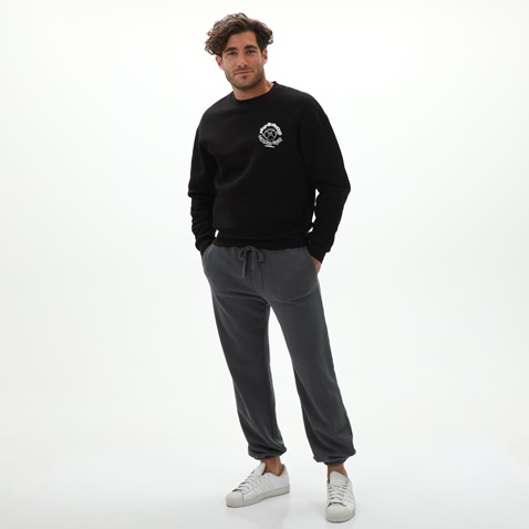 BLUE HUNTER-Unisex φούτερ μπλούζα BLUE HUNTER 24111110101 U CREW HUNTERS CLUB μαύρη