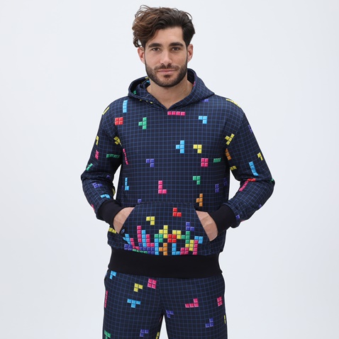 BLUE HUNTER-Unisex φούτερ μπλούζα BLUE HUNTER 24113080200 U HOODIE TETRIS μπλε