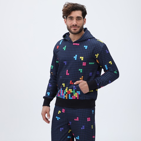 BLUE HUNTER-Unisex φούτερ μπλούζα BLUE HUNTER 24113080200 U HOODIE TETRIS μπλε