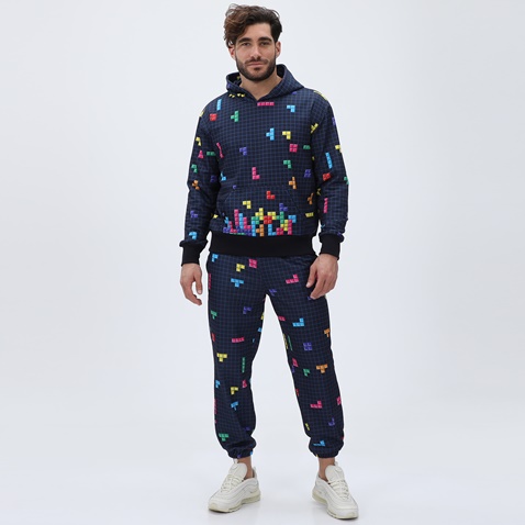 BLUE HUNTER-Unisex φούτερ μπλούζα BLUE HUNTER 24113080200 U HOODIE TETRIS μπλε