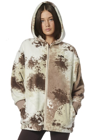 BODY ACTION-Γυναικεία oversized ζακέτα BODY ACTION 071323-01 μπεζ εκρού