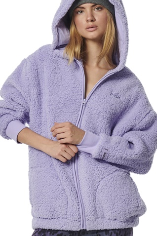 BODY ACTION-Γυναικεία oversized ζακέτα BODY ACTION 071323-01 μοβ
