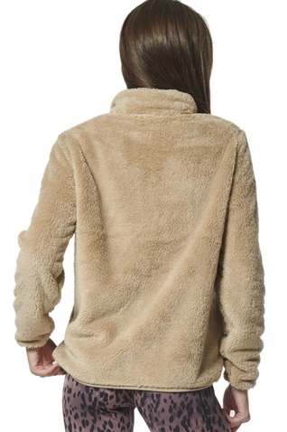 BODY ACTION-Γυναικεία fleece ζακέτα BODY ACTION 071329-01 μπεζ