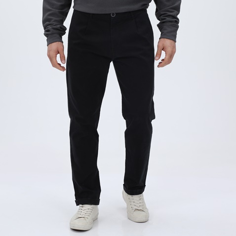 DIRTY LAUNDRY-Ανδρικό chino παντελόνι DIRTY LAUNDRY DLMP0321F PLEATED μαύρο