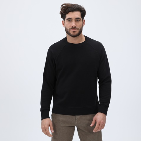 DIRTY LAUNDRY-Ανδρική φούτερ μπλούζα DIRTY LAUNDRY DLMC16W22 Relaxed Fit With Neck Detail μαύρη
