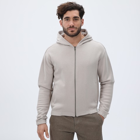 DIRTY LAUNDRY-Ανδρική φούτερ ζακέτα DIRTY LAUNDRY DLMF01W22 Regular Fit Full Zip εκρού