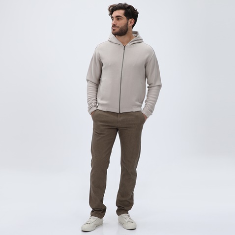 DIRTY LAUNDRY-Ανδρική φούτερ ζακέτα DIRTY LAUNDRY DLMF01W22 Regular Fit Full Zip εκρού