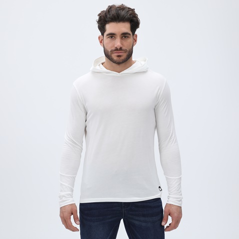 DIRTY LAUNDRY-Ανδρικό μακρυμάνικο  t-shirt DIRTY LAUNDRY DLMH09W22 Lightweight Hoodie λευκό