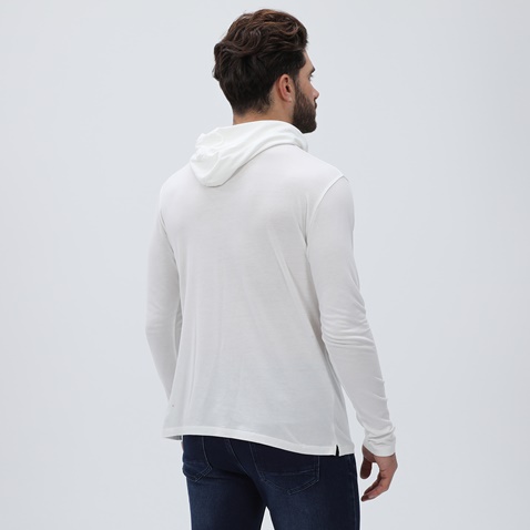 DIRTY LAUNDRY-Ανδρικό μακρυμάνικο  t-shirt DIRTY LAUNDRY DLMH09W22 Lightweight Hoodie λευκό