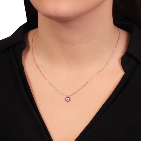 JEWELTUDE-Γυναικείο ασημένιο κολιέ JEWELTUDE 15574 ροζ επιχρυσωμένο