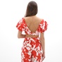 'ALE-Γυναικείο cropped top 'ALE 8916479 λευκό πορτοκαλί floral