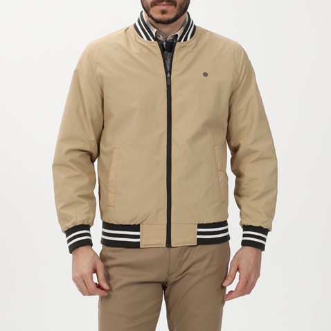 DORS-Ανδρικό bomber jacket διπλής όψης DORS 3034002.C02 μπεζ χακί
