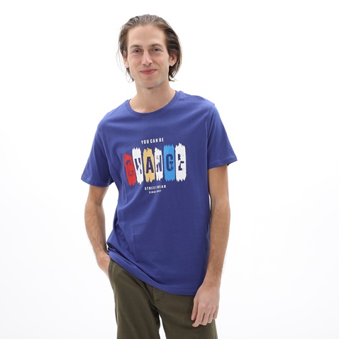 BATTERY-Ανδρικό t-shirt BATTERY 21231133 μπλε μωβ