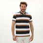 DORS-Ανδρική polo μπλούζα DORS 1132009.C01 μαύρη λευκή καφέ ριγέ