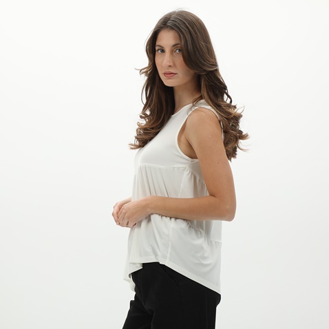 DKNY-Γυναικείο top DKNY P0BH7FMI SLVS GATHERED PLEATED λευκό