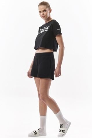 BODY ACTION-Γυναικείο cropped t-shirt BODY ACTION 051325-01 μαύρο
